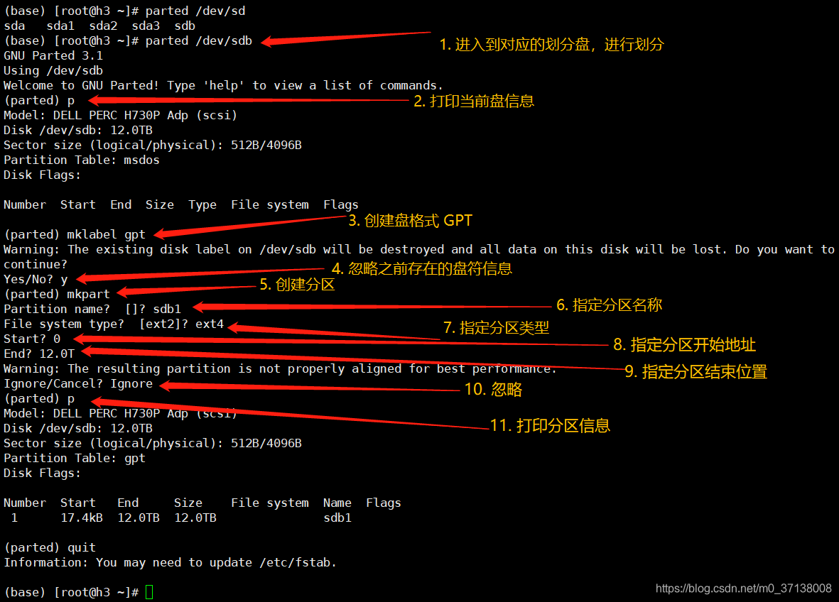 linux使用 parted 挂载新的硬盘（大于2T的硬盘）